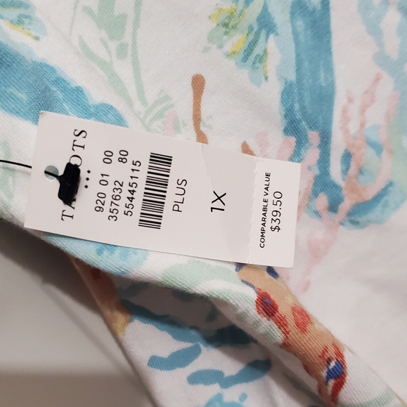 NWT NEW Talbots Shirt Womens 1X Multi color Seahorse Print T Shirt Short Sleeve - Picture 4 of 8